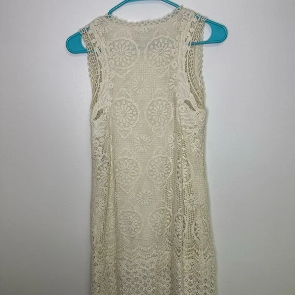 Yoana Baraschi Crochet Off‎ White Cream Lined Sleeveless Dress sz 4 - Picture 9 of 12